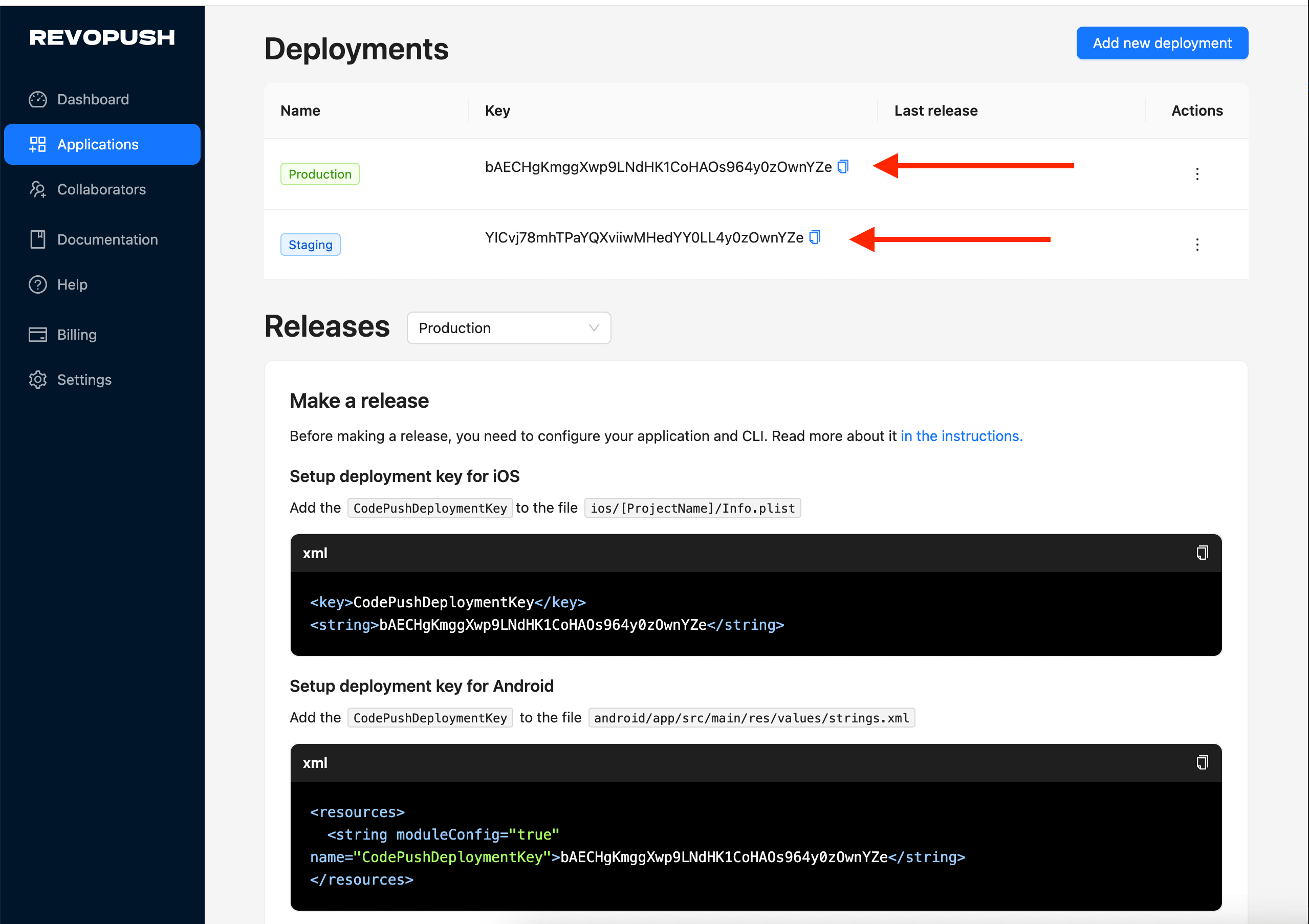 Application deployments